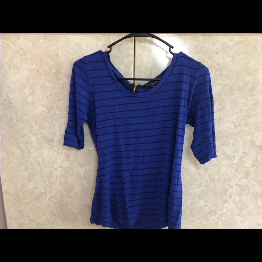 Green envelope blue striped shirt